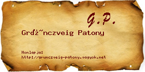 Grünczveig Patony névjegykártya